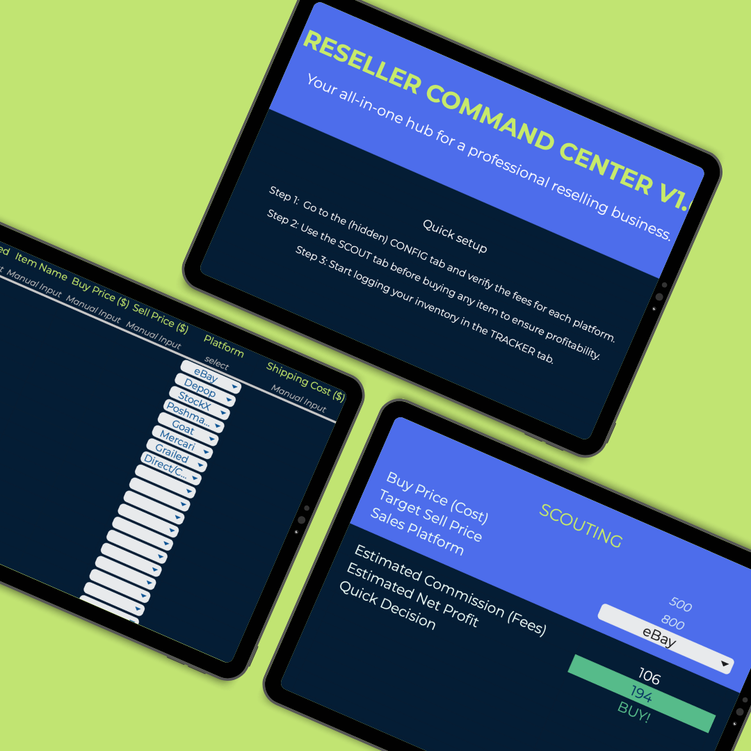 RESELLER COMMAND CENTER: Google Sheets Inventory & Profit Tracker